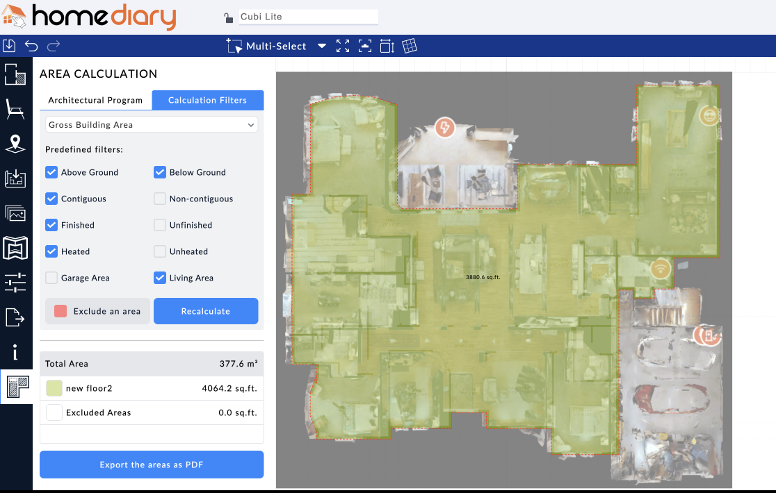 cubicasa floorplan with matterport overlay