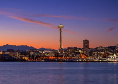 virtual twilight image of the Seattle, WA skyline shot by Christine Cox of HomeDiary PRO for real estate listings
